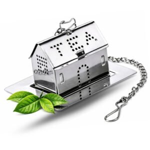 Metalinis arbatinukas ant grandinėlės su stovu