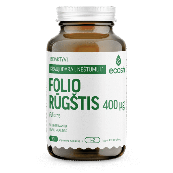 ECOSH bioaktyvi folio rūgštis (foliatas), 400 µg, 90 kapsulių