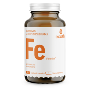 Bioaktyvi Geležis Ferrochel®, 27mg, su vitaminu C, 90 kapsulių