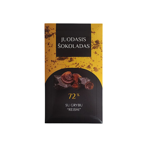 Juodasis šokoladas 72% su grybu REISHI 75g