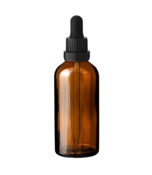 Rudas stiklinis buteliukas 100 ml + stiklo pipete