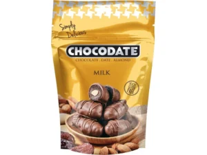 DUBAI Chocodate – šokoladinės datulės su migdolais pieniškame šokolade 90g