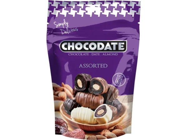 DUBAI Chocodate – šokoladinės datulės su migdolais, asorti 90g
