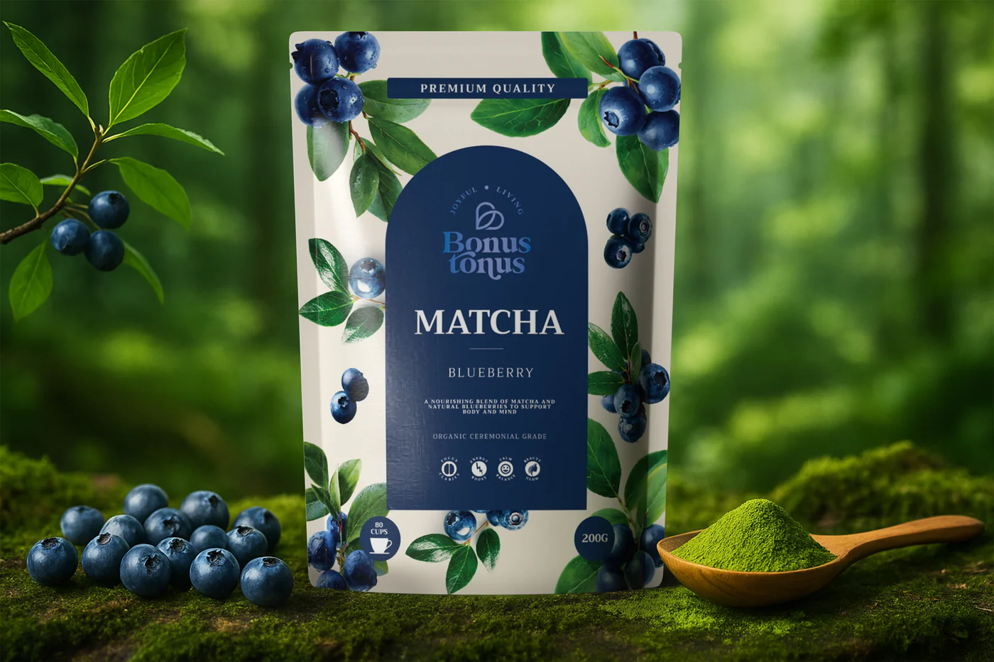 Matcha gėrimas su mėlynėmis 200g / 400g / 600g